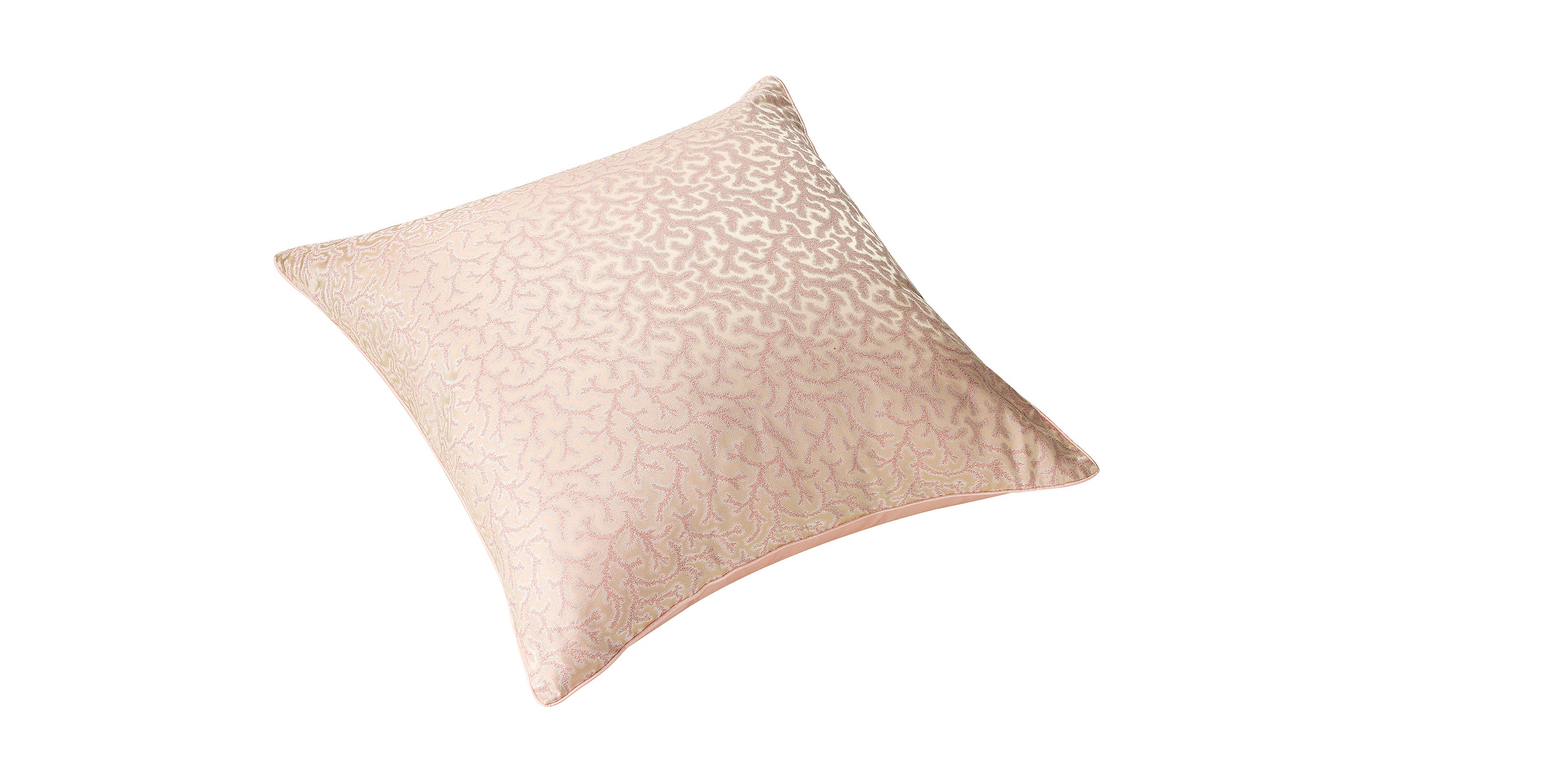 Coral Fern Silk Square Piped Cushion Pink - Clearance - Image 2