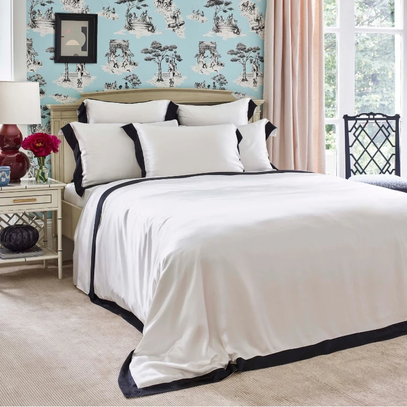 Ivory & Black Silk Pillowcase - Clearance - Image 2