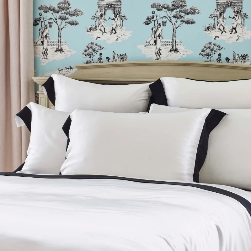 Ivory & Black Silk Pillowcase - Clearance - Image 3