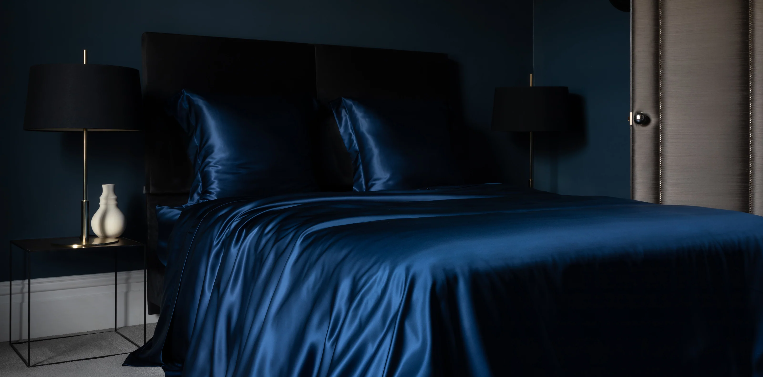 Navy Silk Duvet Cover - Image 5