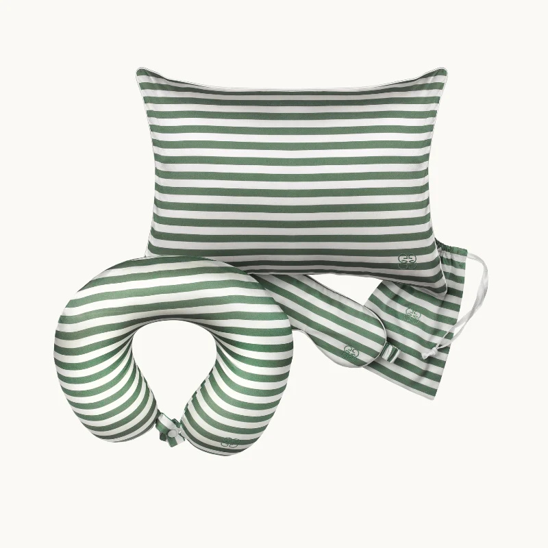 Striped Green & White Silk Laundry Bag - Image 4