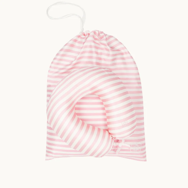 Striped Silk Neck Pillow Pink & Ivory - Image 3