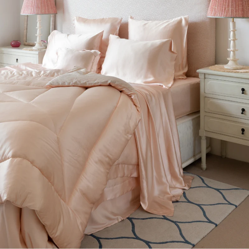Rose Pink Silk Duvet Cover - Image 4