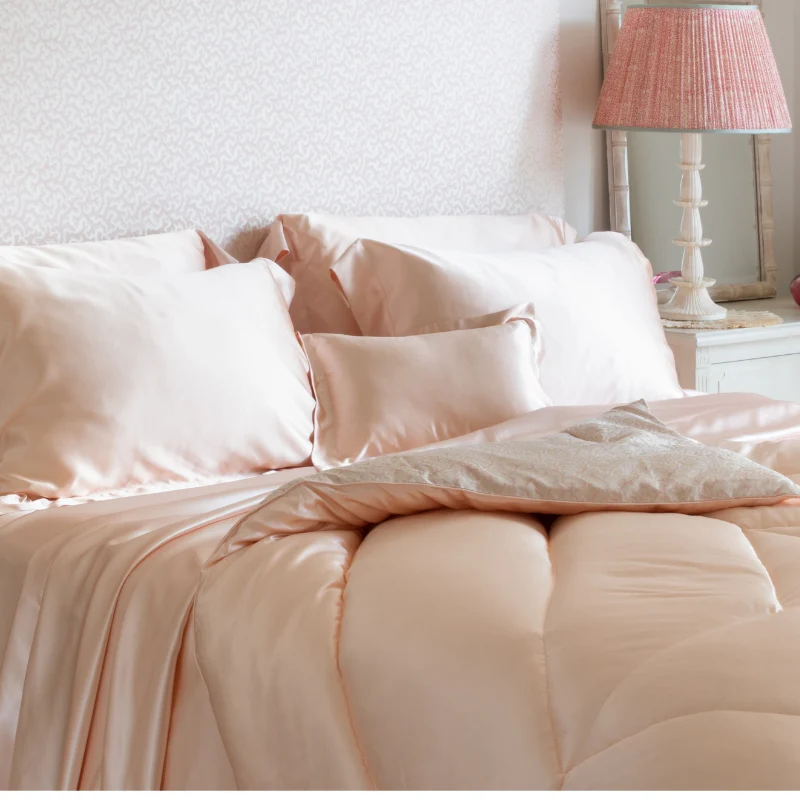 Rose Pink Silk Duvet Cover - Image 2