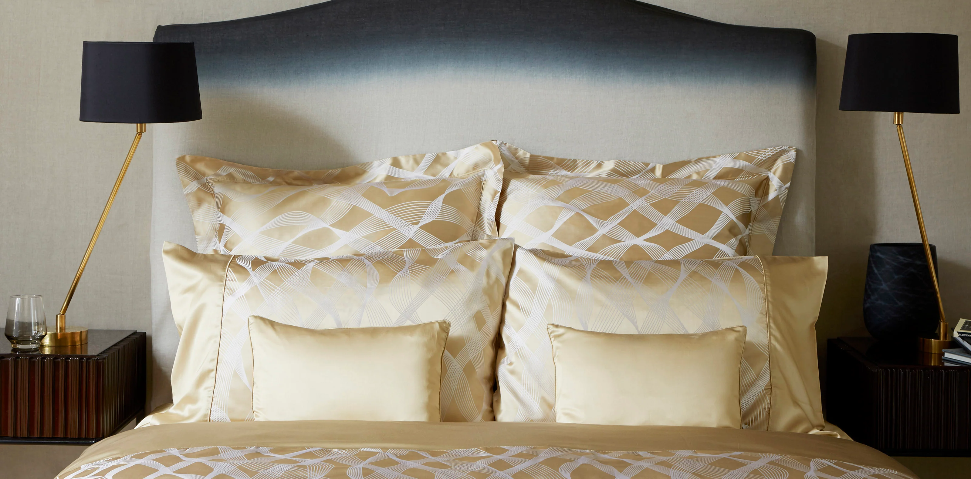 Rubans Gold Silk Cotton Pillowcase - Image 2