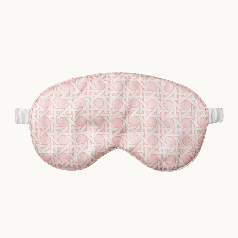 Silk Rattan Set, Piped Pillowcase & Eye Mask Pink - Image 3