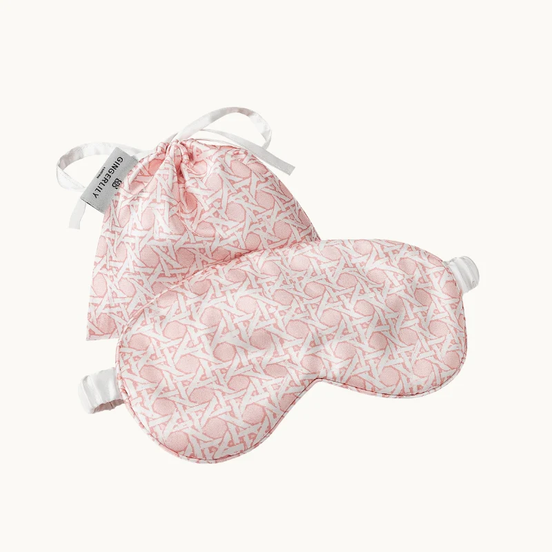 Silk Rattan Set, Piped Pillowcase & Eye Mask Pink - Image 4