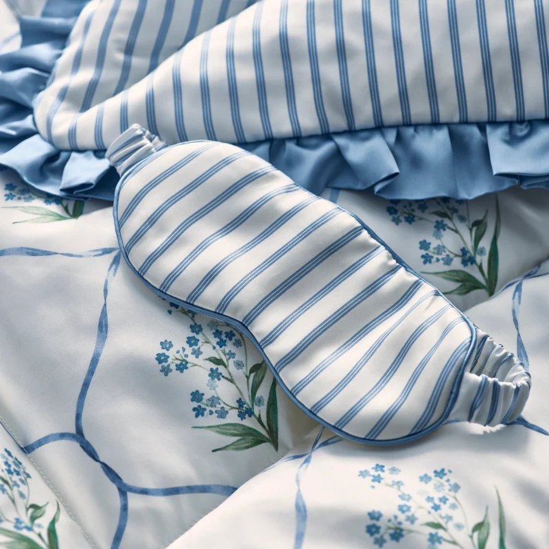 Ticking Silk Cushion Summerhill Blue - Image 3